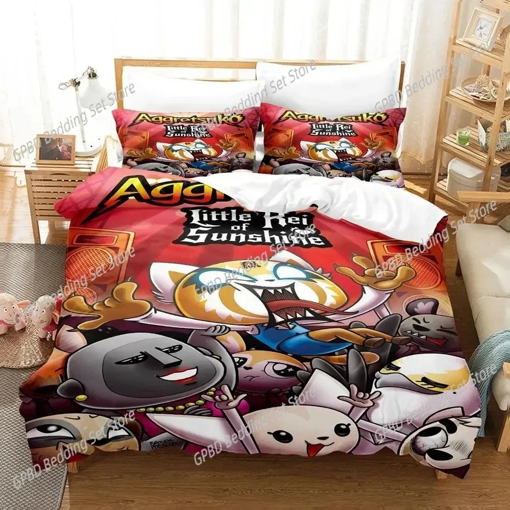 Anime Aggretsukos Comfortable Duvet Quilt Cover Pillowcase Bedding Set Children Bedroom Decoration Home Textile