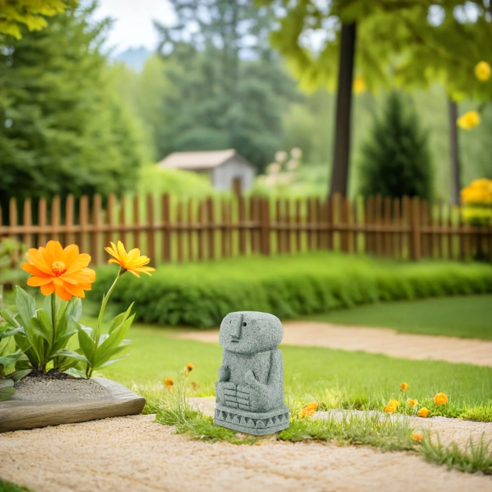 

Mini Stone Face Sculpture Asian Garden Decor Balinese Statue For Terrarium Bonsai Yard Outdoor Small Statue Meditation Ornament