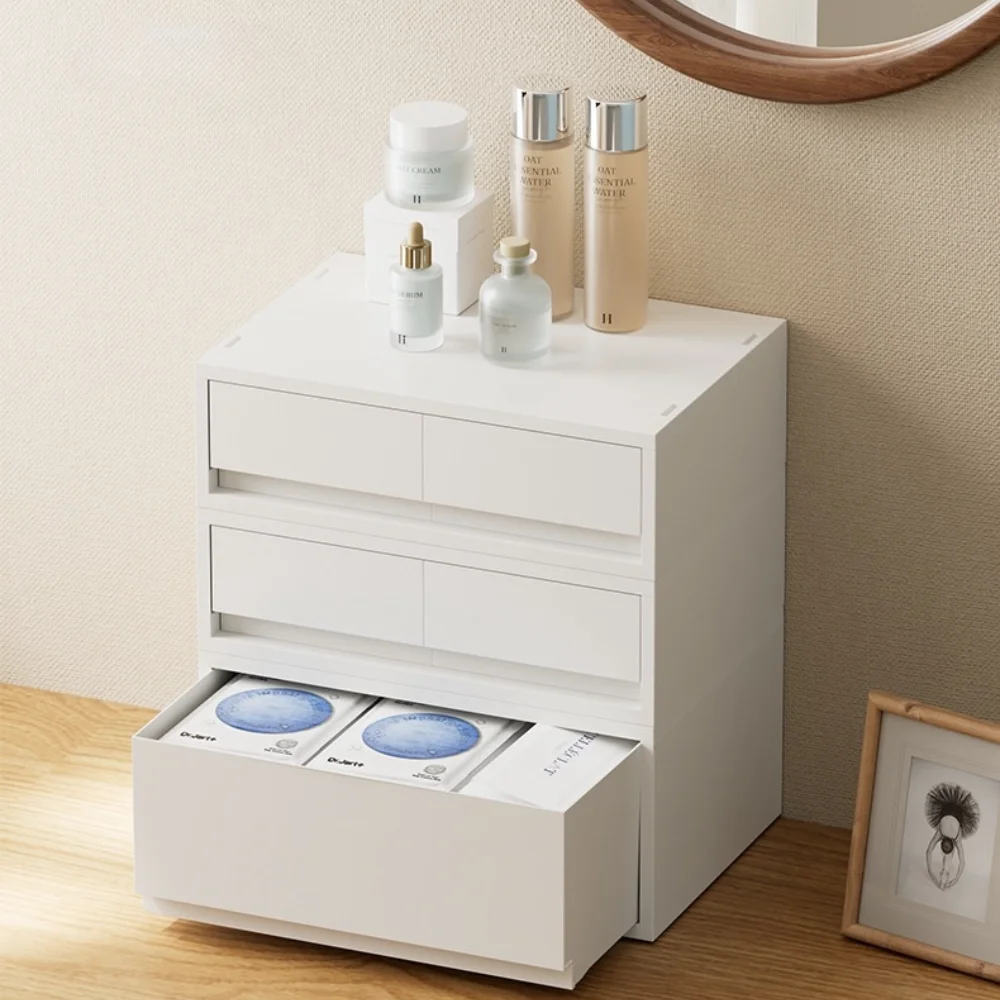 Desktop Storage Boxes Stackable White Storage Drawer Home Cosmetic Stationery Organizer Stackable Desk Space Saving Organizer