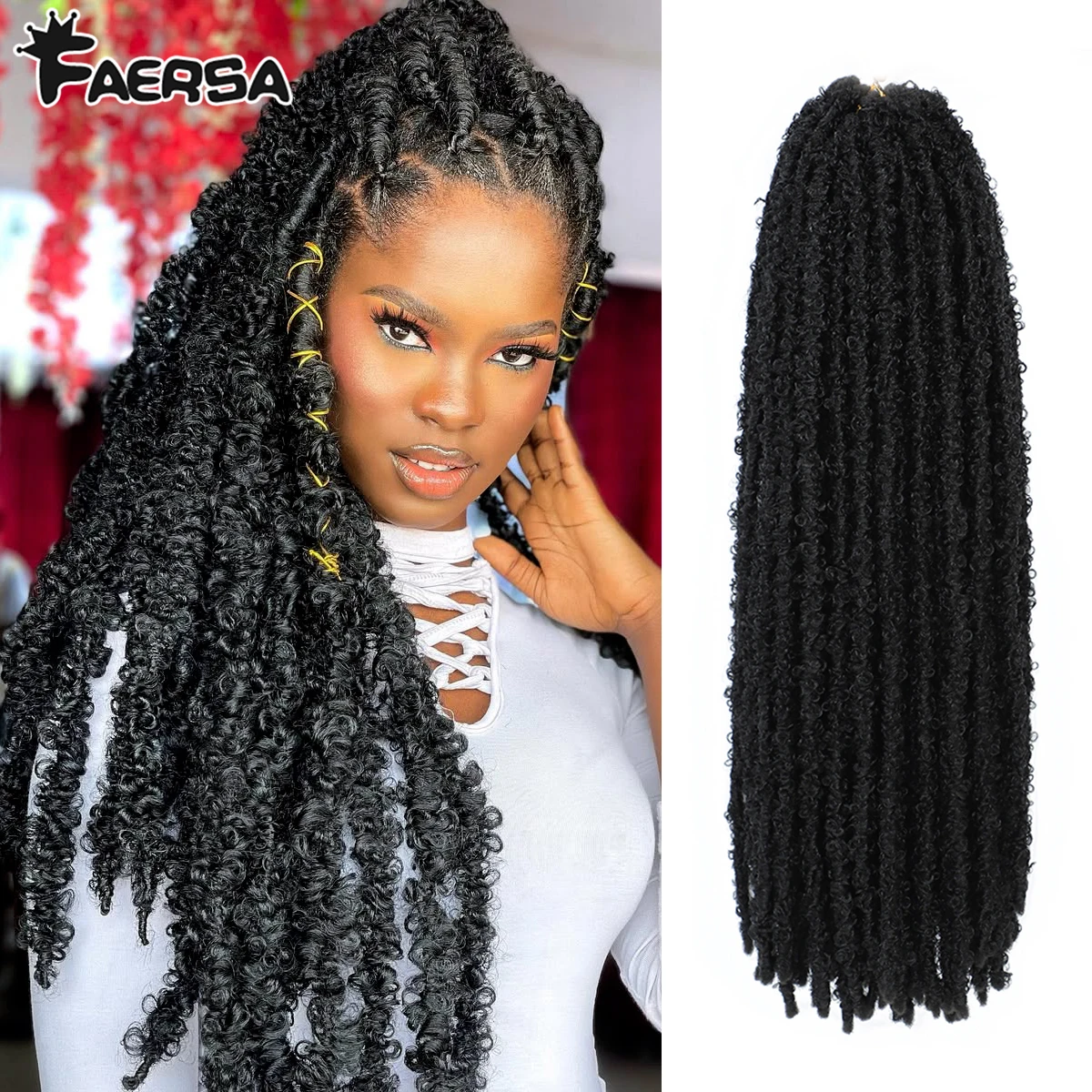 

Потертые локоны-бабочки, локоны, вязанные крючком волосы, 24 дюйма, древесные замки, искусственные локоны, вязанные крючком, косички для наращивания, мягкие локоны, вьющаяся коса