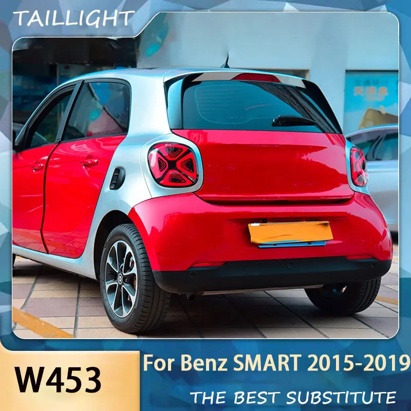 Full LED Tail Lights with Welcome Light Replacement for Smart Fortwo Forfour w453 2015-2021 Rear Fog Light 2pcs