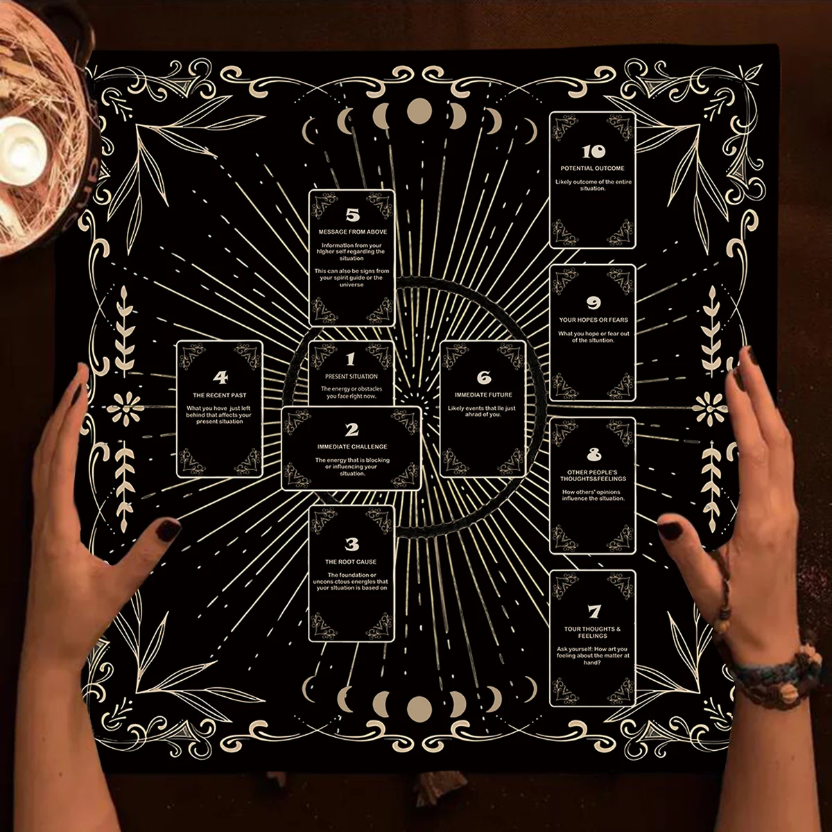Celtic Cross Altar Cloth Tarot Card Table Cloth Witch Moon Divination Table Cover For Tarot Mat Witchy Gifts Decor Card Pad