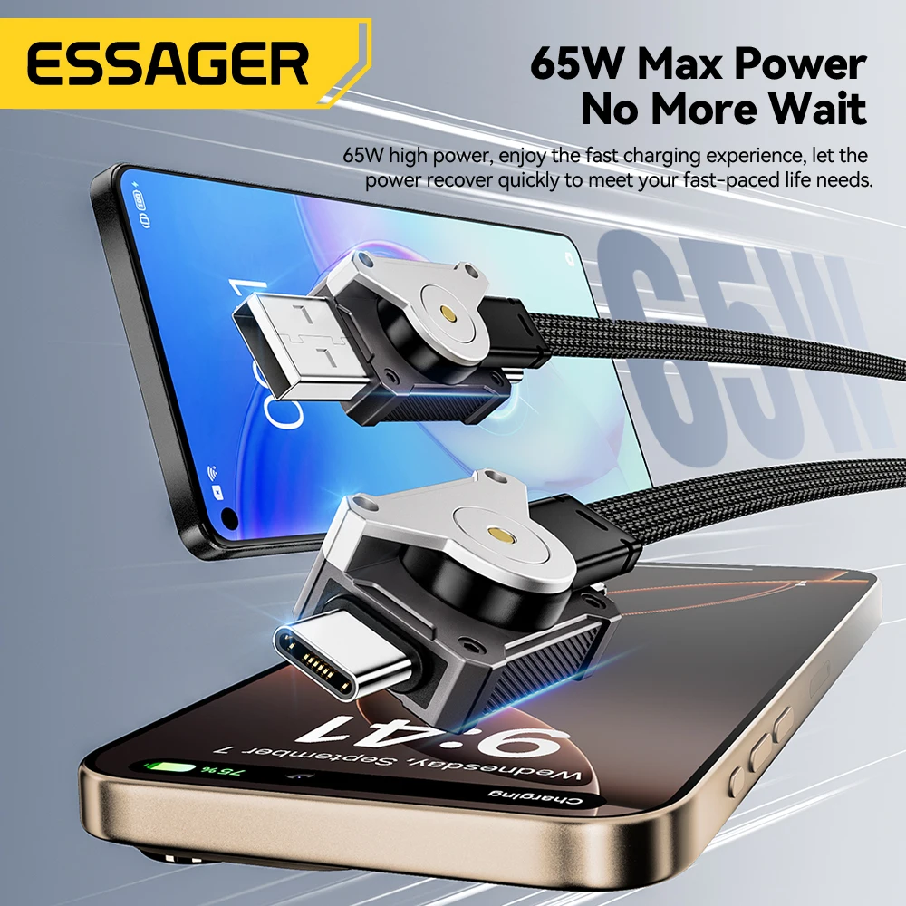 Essager 65W 4 in 1 USB C Cable Mecha Fast Charging Cable for iPhone 16 15 14 Macbook Type C Multi Port Quick Charge Wire