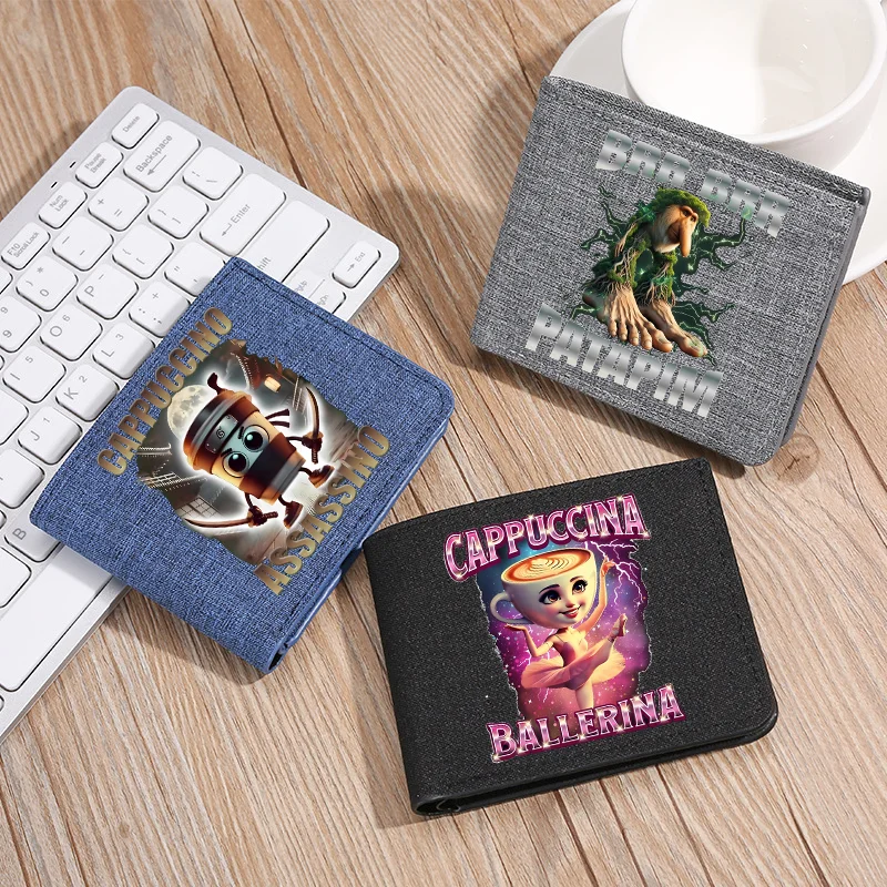 Carteras italianas Brainrot, divertidas Tralalers Shark Meme, billetera de nailon, tarjetero portátil de moda Tung Sahur, monedero, regalo para niños