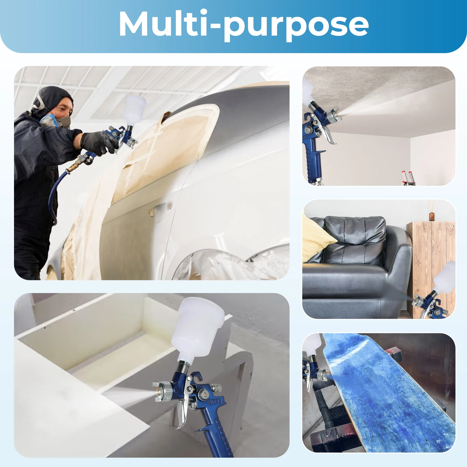 Pistola a spruzzo per vernice HVLP 0.8mm/1.0mm Kit aerografo NT-H2000 Touch Up Gravity Feed Set di spazzole ad aria dettagli per auto pittura Spray decorativo