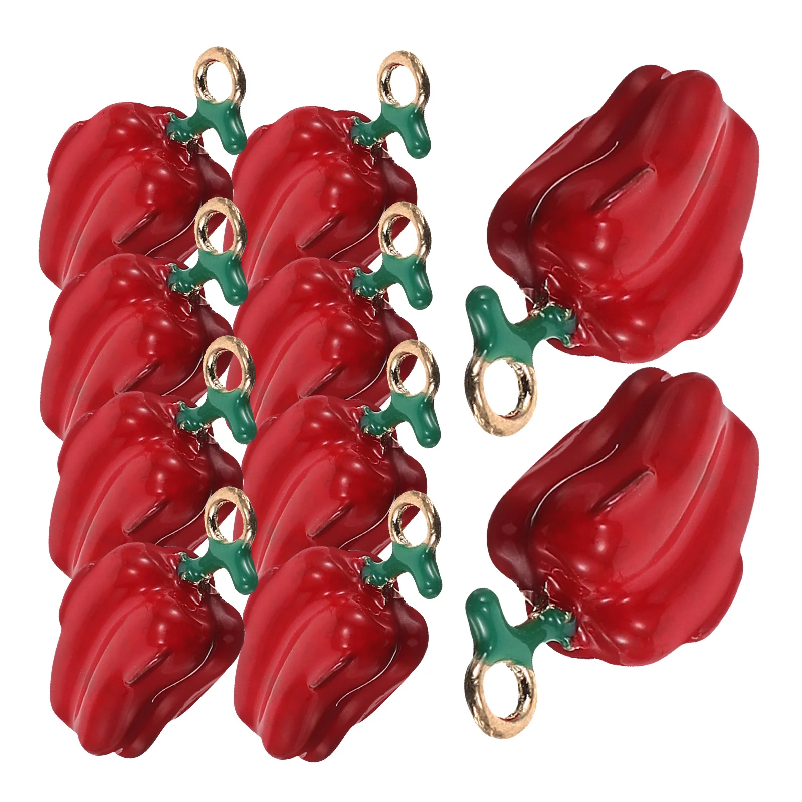 

10 Pcs Three Dimensional Chili naments Alloy Earrings Necklace DIY Beaded Necklaces Red Charms Vegetable Pendant Jewelry Making