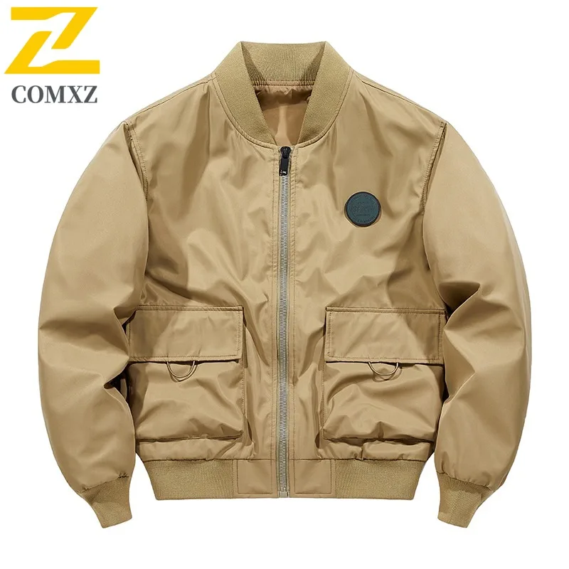 

COMXZ 2025 Men's Lightweight Baseball Jacket Spring Autumn Casual Bomber Jacket Fashion Workwear Flight Jacket 7588