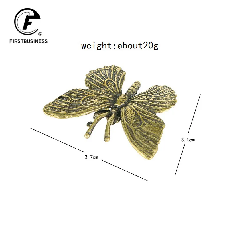 Solid Pure Brass Butterfly Figurines Miniatures Desktop Ornament Antique Copper Insect Statue Home Decoration Crafts Accessories