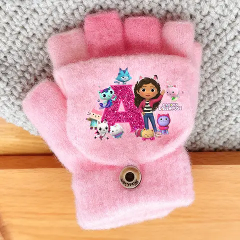 Gabby-guantes de invierno para casa de muñecas para niños, figuras de Anime, manoplas cálidas para exteriores para niñas y niños, guantes de cinco dedos, regalo de cumpleaños y Navidad