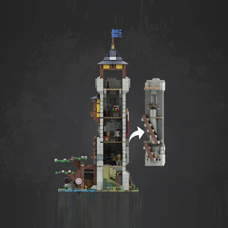 Spot medieval castle model MOC sentry watchtower modular technology gift holiday assembly puzzle children's toy set building blo