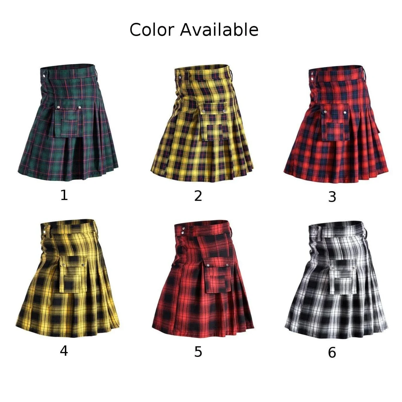 Schottischer Herren-Kilt, traditionelles Highland-Kleid, Rock, Kilts, Schottenkaro, karierter Rock, plissierte mittelalterliche karierte Herrenhose