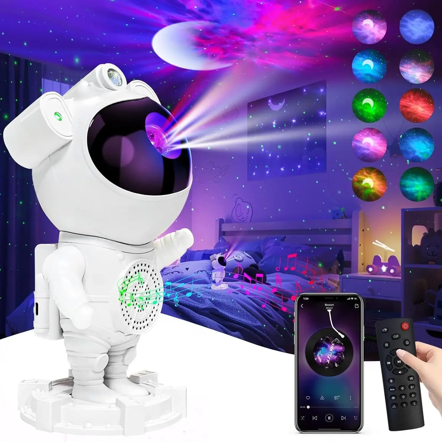 Star Music Projector Galaxy Night Light Astronaut Space Projector Starry Nebula Ceiling LED Night Lamp For Gifts Home Decorative