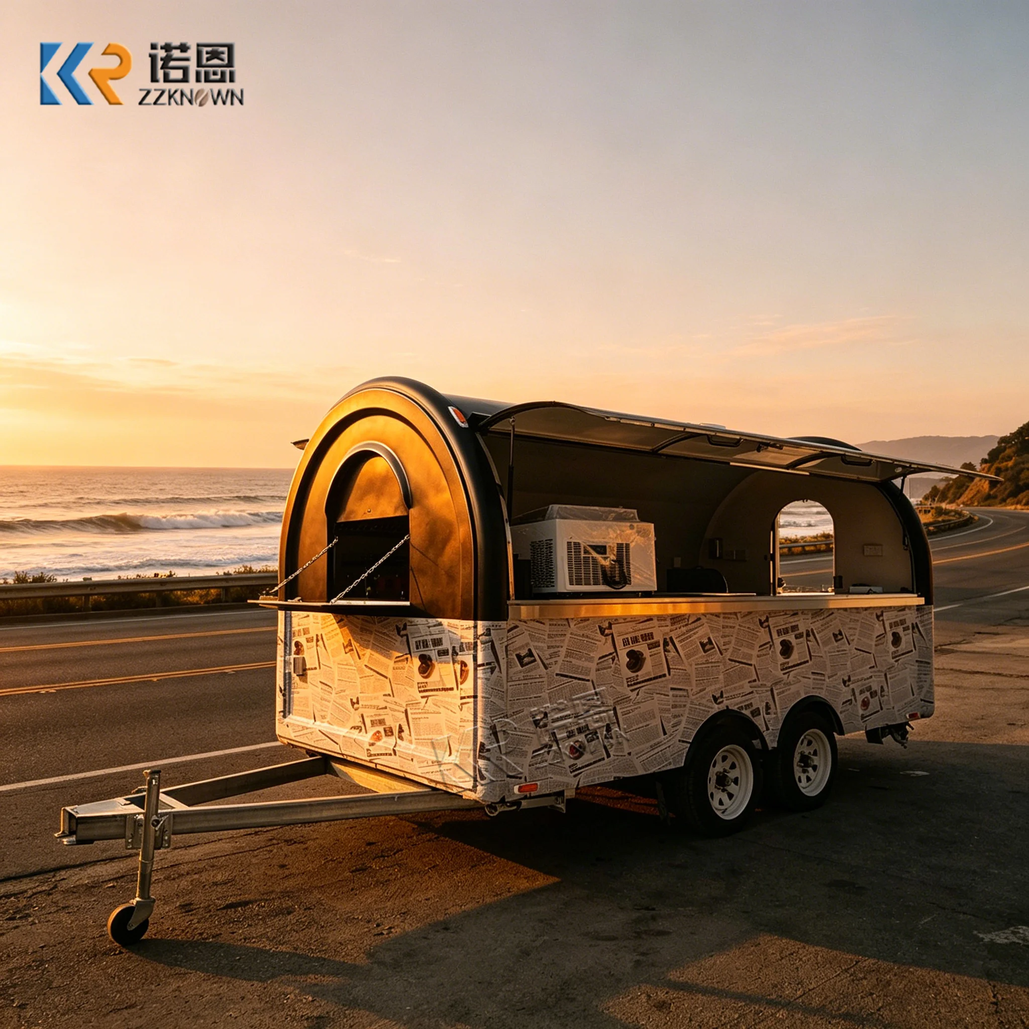 Professional Mobile Kitchen Trailer Stainless Steel Pizza Taco Burger Fries Ice Cream for Festival Hot Sale