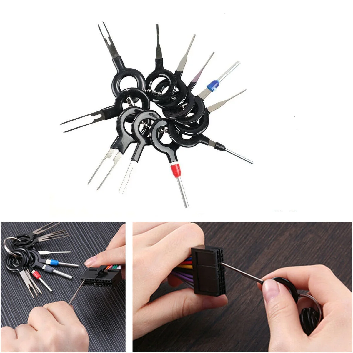 Universal 11Pcs Automotive Plug Terminal Removal Tool Car Electrical Wire Crimp Connector Pin Extractor Kit Key Pin Removal Tool