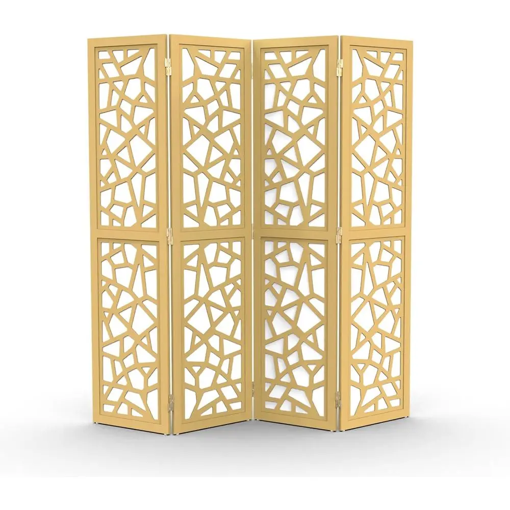 

70'' H Room Divider, Non-Woven Fabric Privacy Screen, Indoor Partition Wall Dividers, Freestanding Hinged Space Separator, Gold