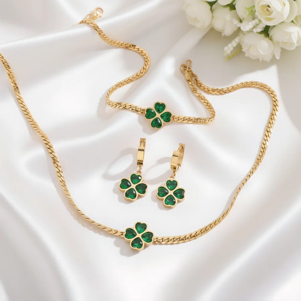 

4pcs Elegant Vintage Jewelry Set for Women Peach Heart Flowers Necklace Shiny Crystal Choker Bridal Wedding Earrings Party