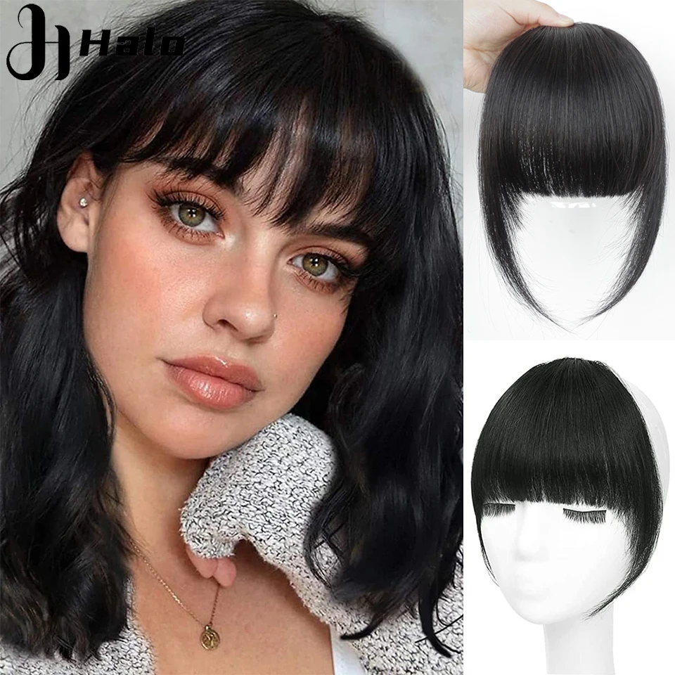 Synthetic Air Bangs Clips In Hair For Women Natural And Traceless Covering The Hairline Heat Resistant French bangs Hairpieces