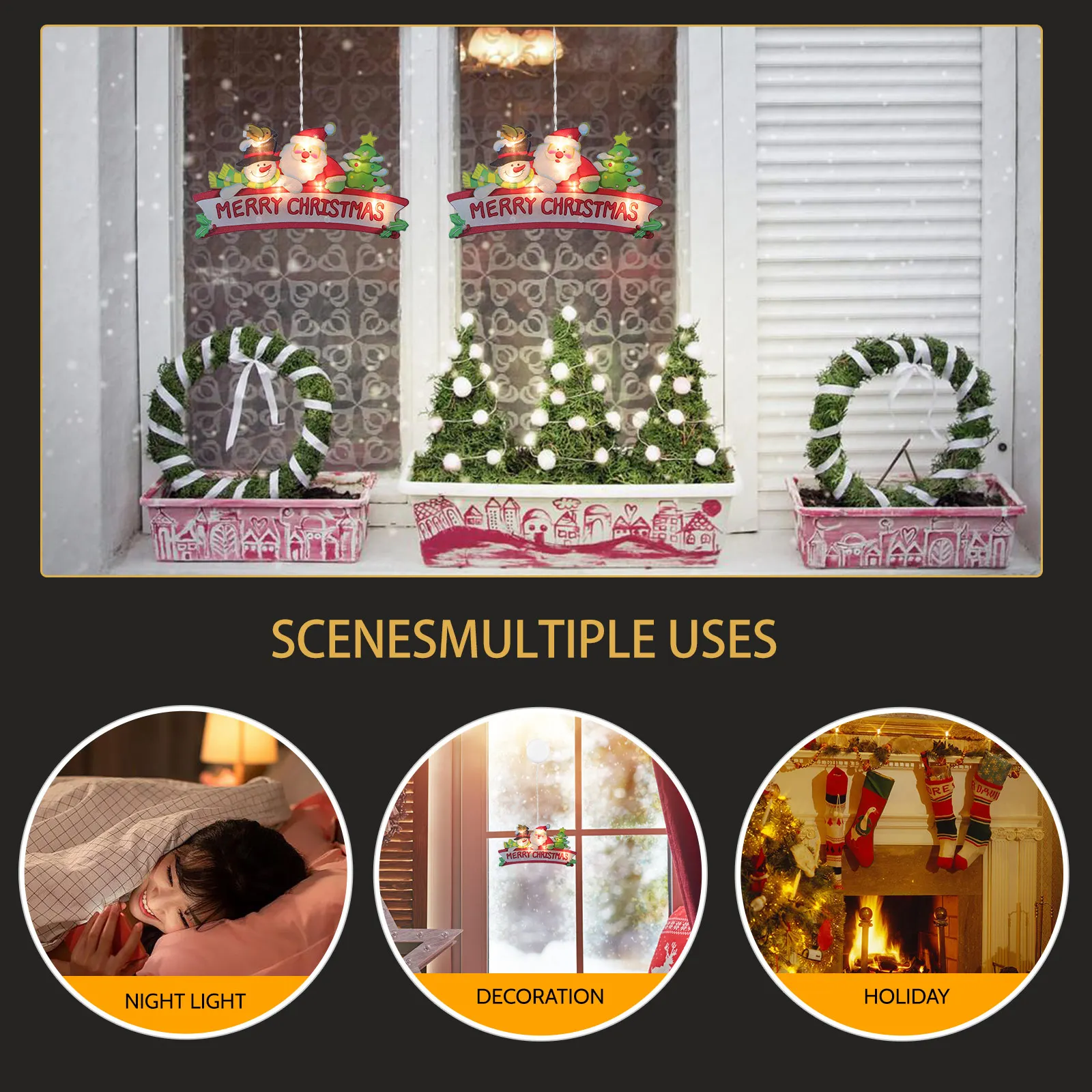 

LED Christmas Lights Tree Decorations Window Decorate Colorful Hanging Ornaments