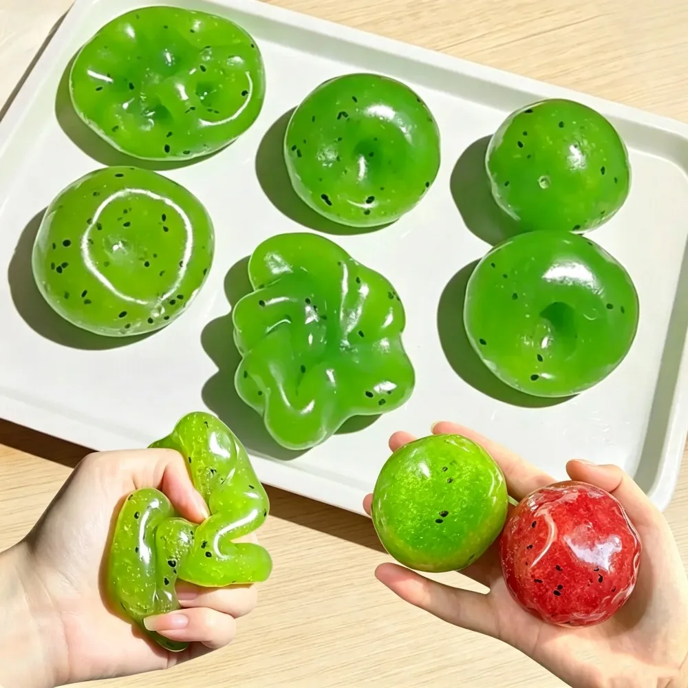 @Handmade Watermelon kiwi Slushy Squishy Toy Realistic Fruit Simulation Soft Slow Rebound Stress Relief Squeeze Model for Adults