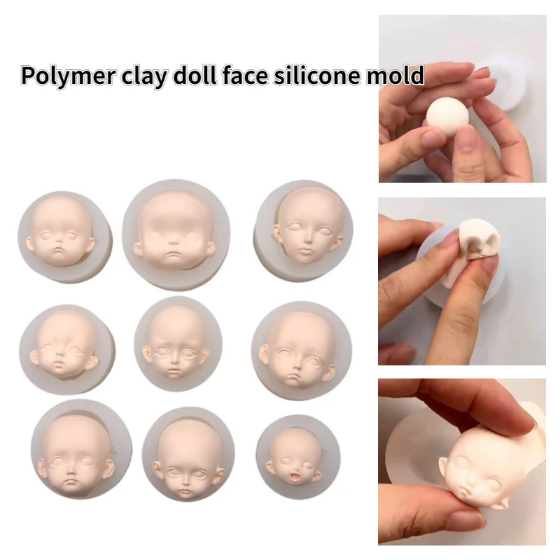 Eight Points Polymer Clay Doll Face Silicone Mold DIY Pottery Manual Cartoon Model /Anime Character Face Contour Molding Tools