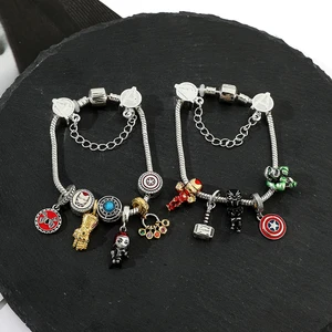 Disney Superhelden Armband Infinity Stones Thor Hammer Iron Man Black Panther DIY Kristallkonten Charme Armbänder für Frauenschmuck 8 Hauptpanther -Armbandverkauf von Black Panther - №8