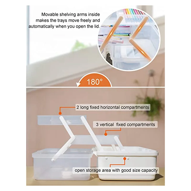 

SNNE-rCraft Storage Box Organizer 3-Tier Fishing Tackle Box Organizer Sewing Box Nail Art Organizer with Handle Tool