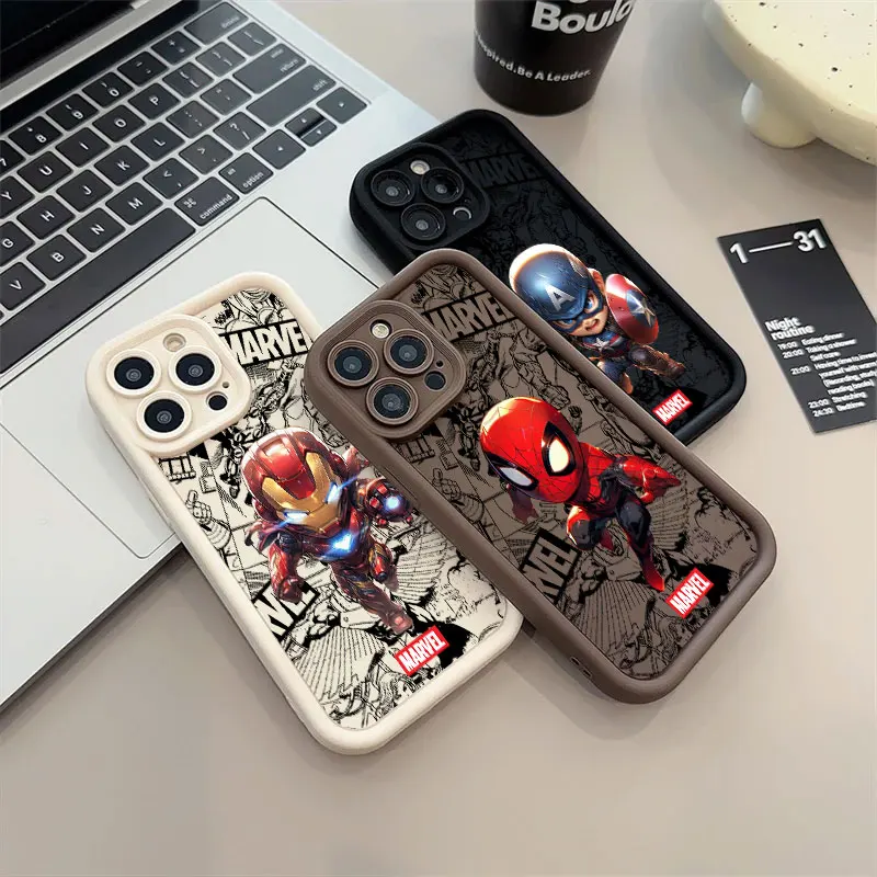 COOL Cute Marvel Ironman Spiderman Silicon Case For Apple iPhone 17E 15 16 14 13 12 11 17 Pro Max 17 Air 16 Plus 16E Phone Cover view 3