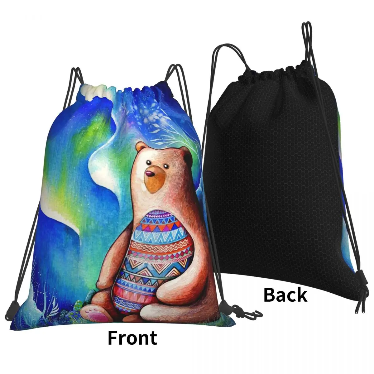 Spirit Bear Backpacks Multi-function Portable Drawstring Bags Sports Bag Book Bags For Travel School