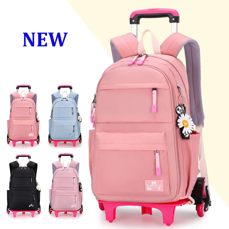 2023 Student School bag Rolling Backpack kids Trolley girl school backpack Multifunctional child waterproof wheels