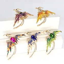 Fashion Exquisite Crystal Phoenix Bird Corsage Brooch For Women Rhinestone Elegant Banquet Party Office Pin Buckle Jewelry Gifts