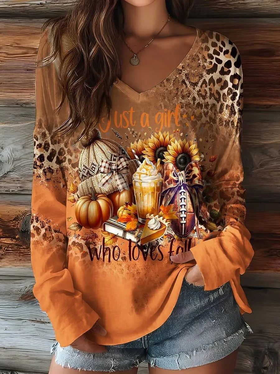 

Women's T-Shirts Pumpkin Halloween Elegant Vintage Graphic Tee Long Sleeve T-shirts V-Neck Regular Tops Casual Pullover For Fall
