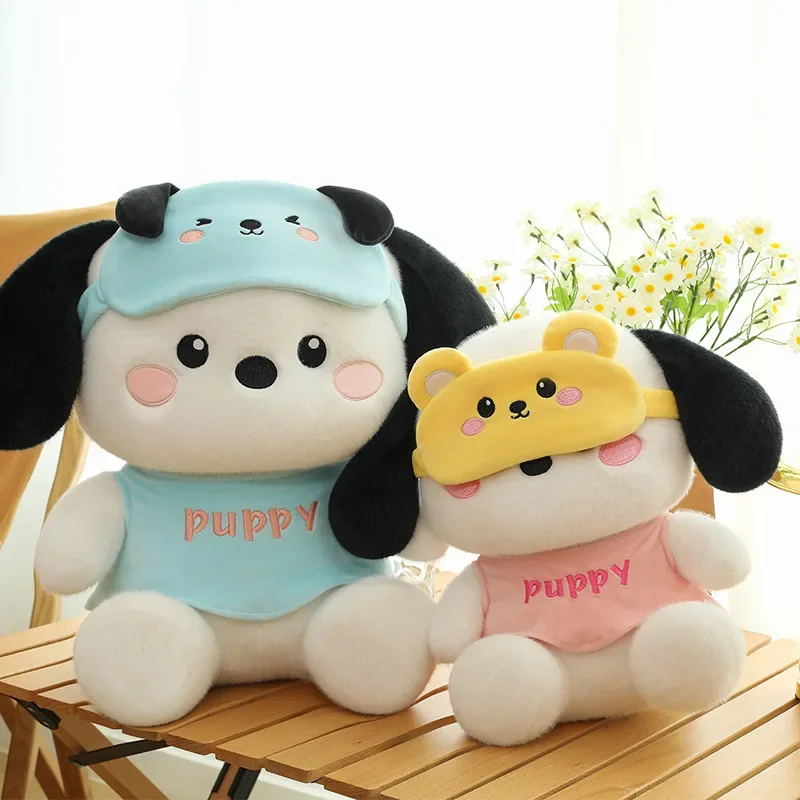 Sanrio Cute Eye Mask Pacha Dog Doll Cartoon Stuffed Animals Puppy Pachacco Plush Doll Pillow Birthday Gift Girls Plush Toys