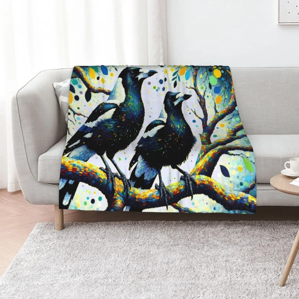 

Australian Magpies Throw Blanket Nap for sofa funny gift christmas gifts Blankets