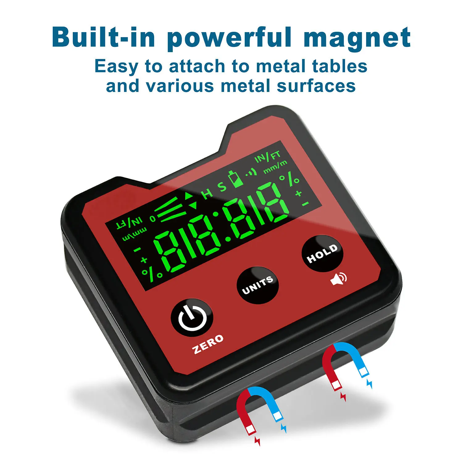 DL1916 Inclinometer Mini Digital Display Level Ruler LED Display Magnetic Digital Display Level Bubble Ruler