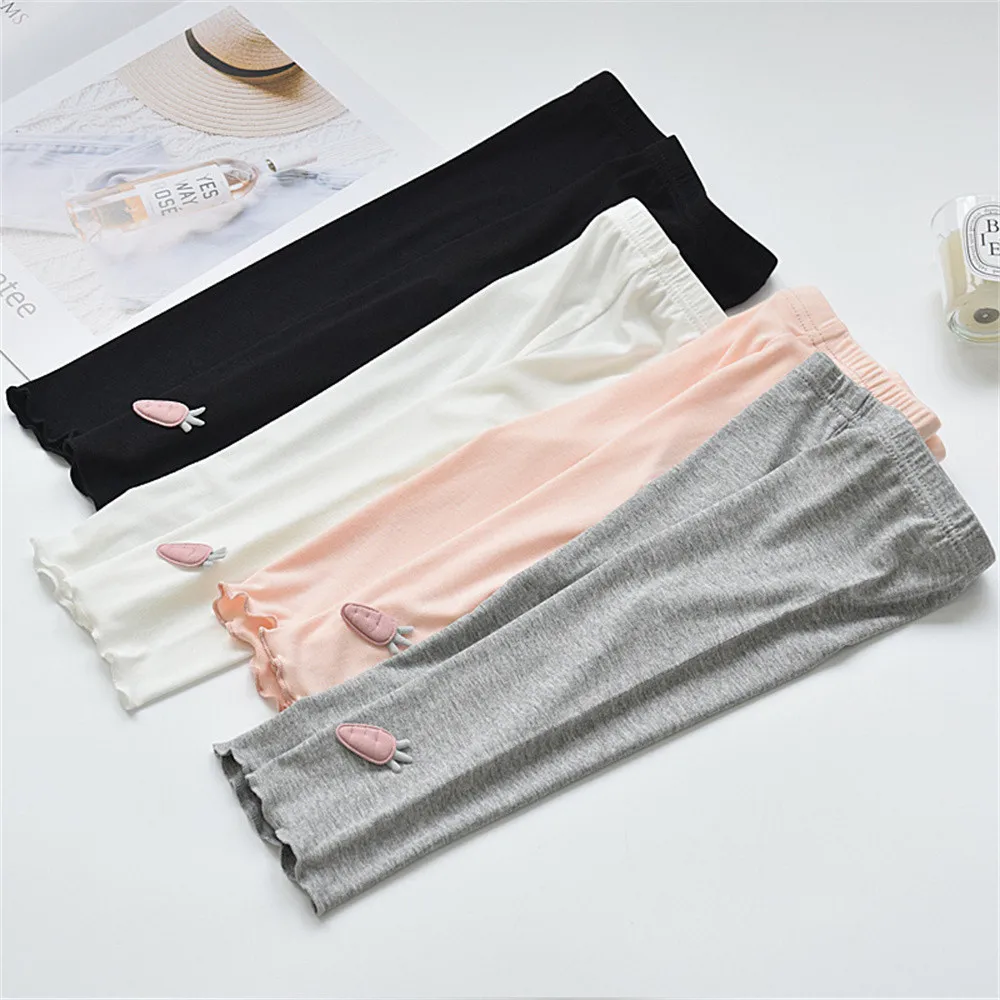 2-7 Years Old Girls Casual Bottoms Spring Radish Patch Thin Section Seven-minute Trousers Kids Wear Casual Trousers