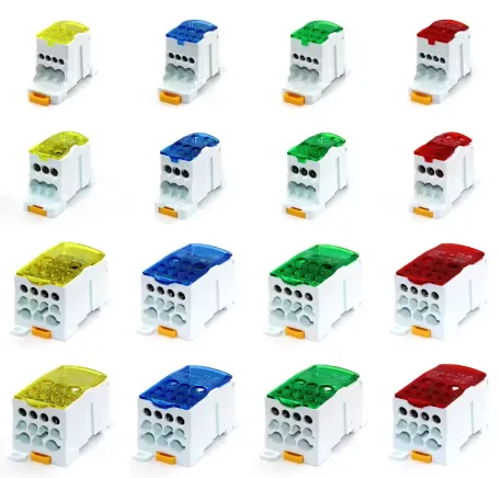 UKK 80A 125A 160A 250A 400A 500A DIN Rail Power Distribution Terminal Block High Current Screw Clamp Wire Connector