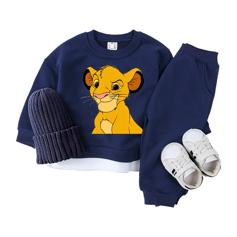 0-5 Years Kids Clothes Sets Baby Boys Girls Cartoon Lion King Print O-Neck Sweatshirt+Pants 2pcs Suits Toddler Tracksuits