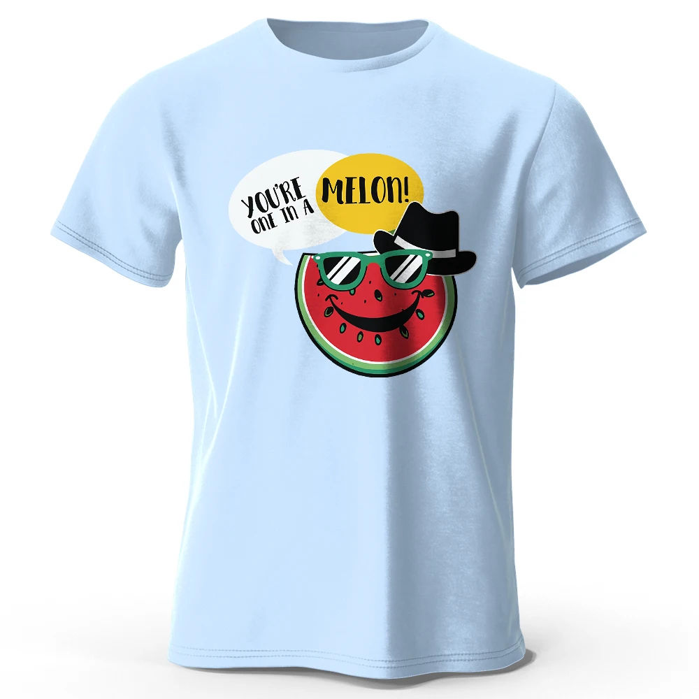 You're One in A Melon Bedrucktes T-Shirt aus 100 % Baumwolle, übergroße Obst-Wortspiel-Grafik-T-Shirts für Männer und Frauen, Sommer-Tops, Kawaii-Streetwear