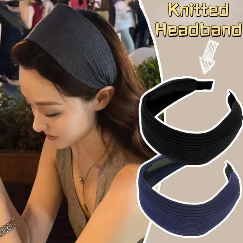 

Wide-Brimmed Knitted Headbands for Women with High Skull Gray Fashion Hair Bands for Girls Korean Hair Accessories