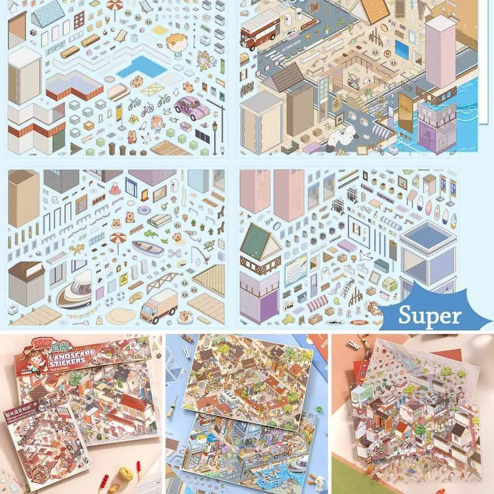 

Street View Series Miniature Collection Stickers Scrapbooking Material Cartoon DIY Handbook Stickers DIY Children's Toys