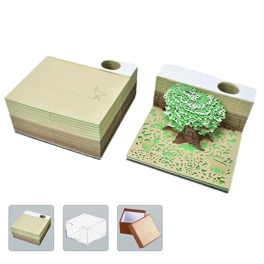 Jungle Secret 3D Creative 3D Tree Tear Gradual Note Gift Creative And Carving Practical Paper And Cultural Beautiful V8O0