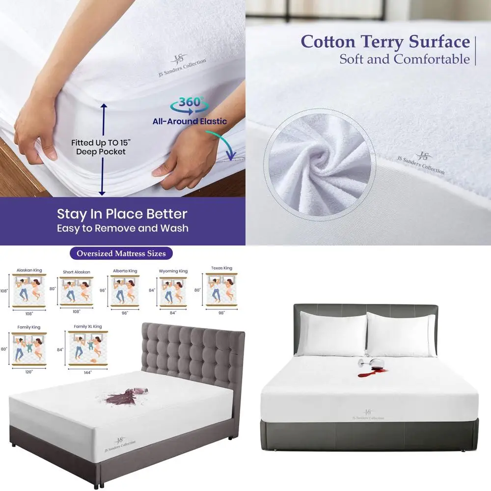 

Extra Large 144x84 Mattress Topper with Waterproof Cover and 15 Deep Pocket Fitted Cotton Terry Mattress Cover