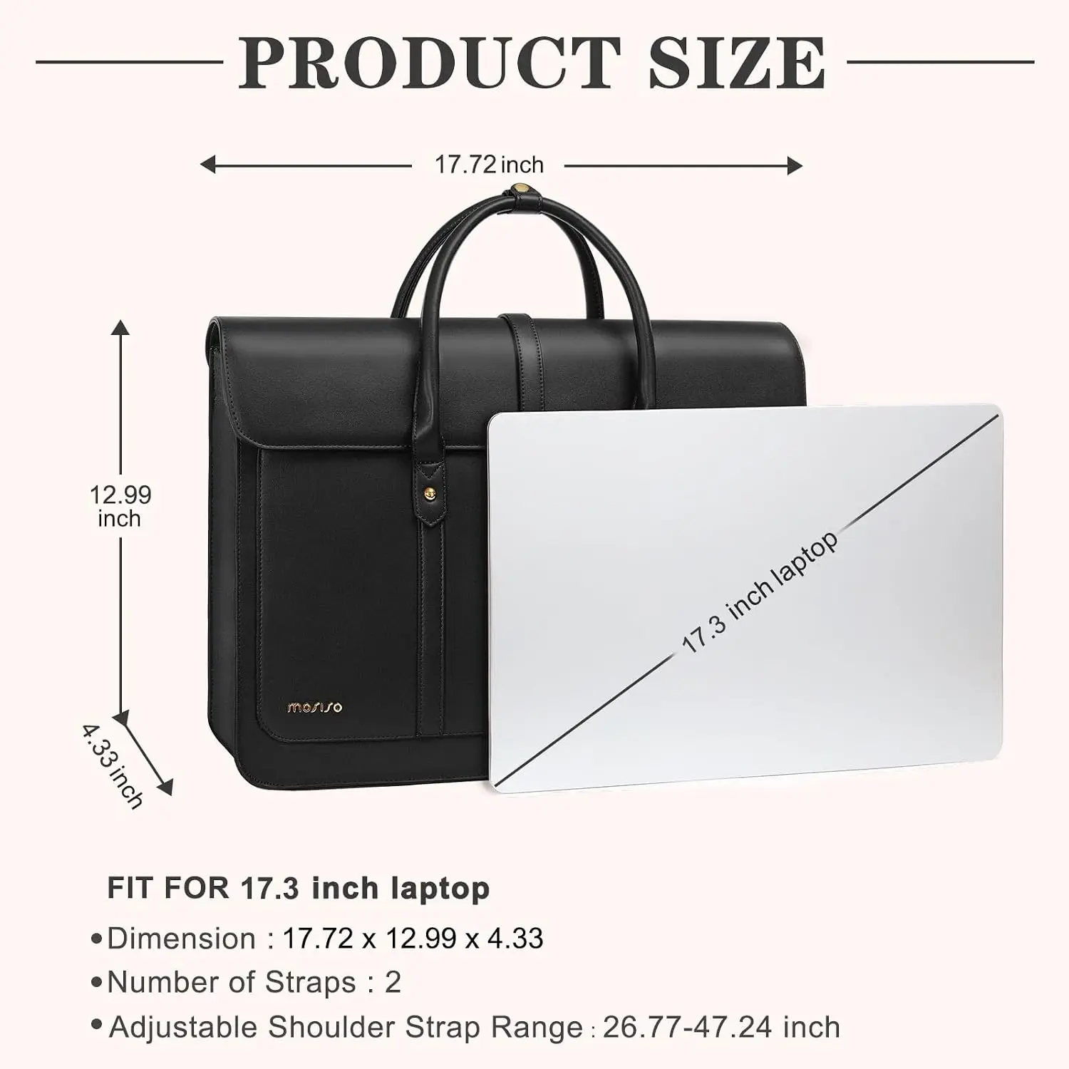 Laptop Bag for Women 17 inch PU Leather /17.3 inch Messenger Bags Convertible Backpack Casual Handbag Work Briefcase  Case