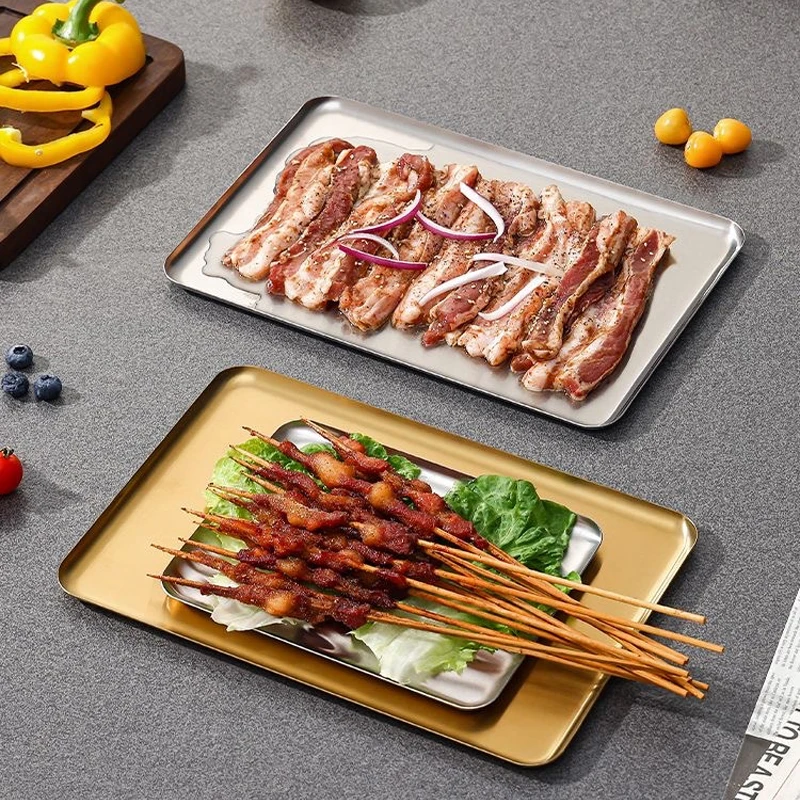 Polished Stainless Steel Shower Tray Stackable Custom Metal Lash Rolling Supply Tray for Kitchen Refreshment