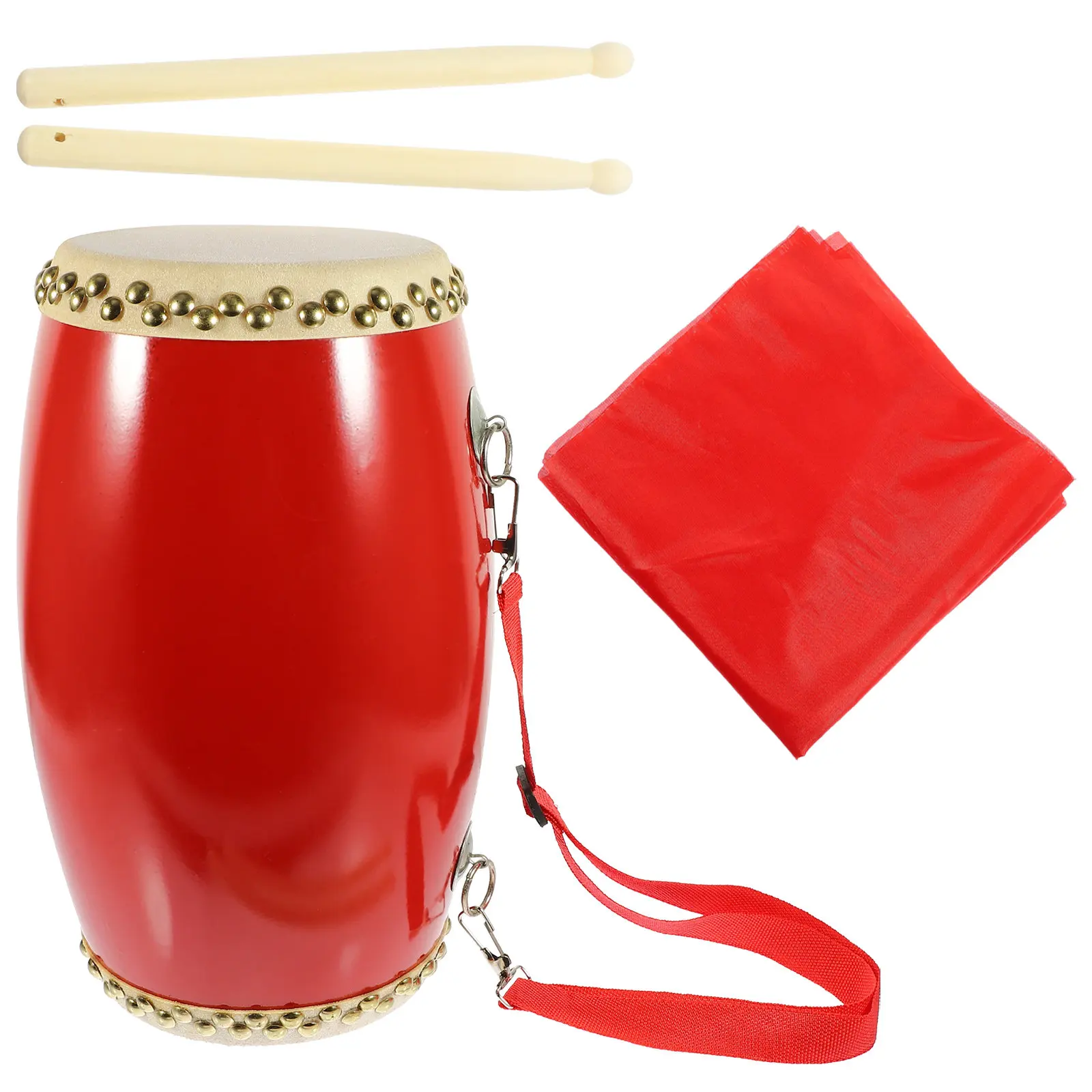 1 ensemble de tambour traditionnel chinois, instrument de percussion culturel, fait à la main, surface résistante à l'usure, portable pour la danse