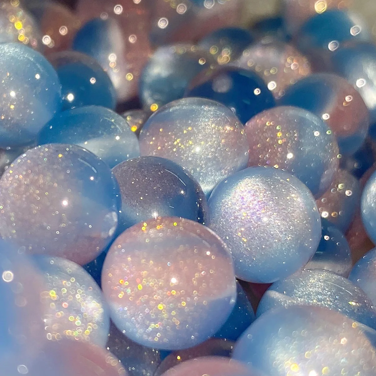 Blue & Pink Gradient Resin Bead 50pcs 8-10mm Sparkle Round Loose Beads For Jewelry Making DIY Necklace Bracelet Accessories