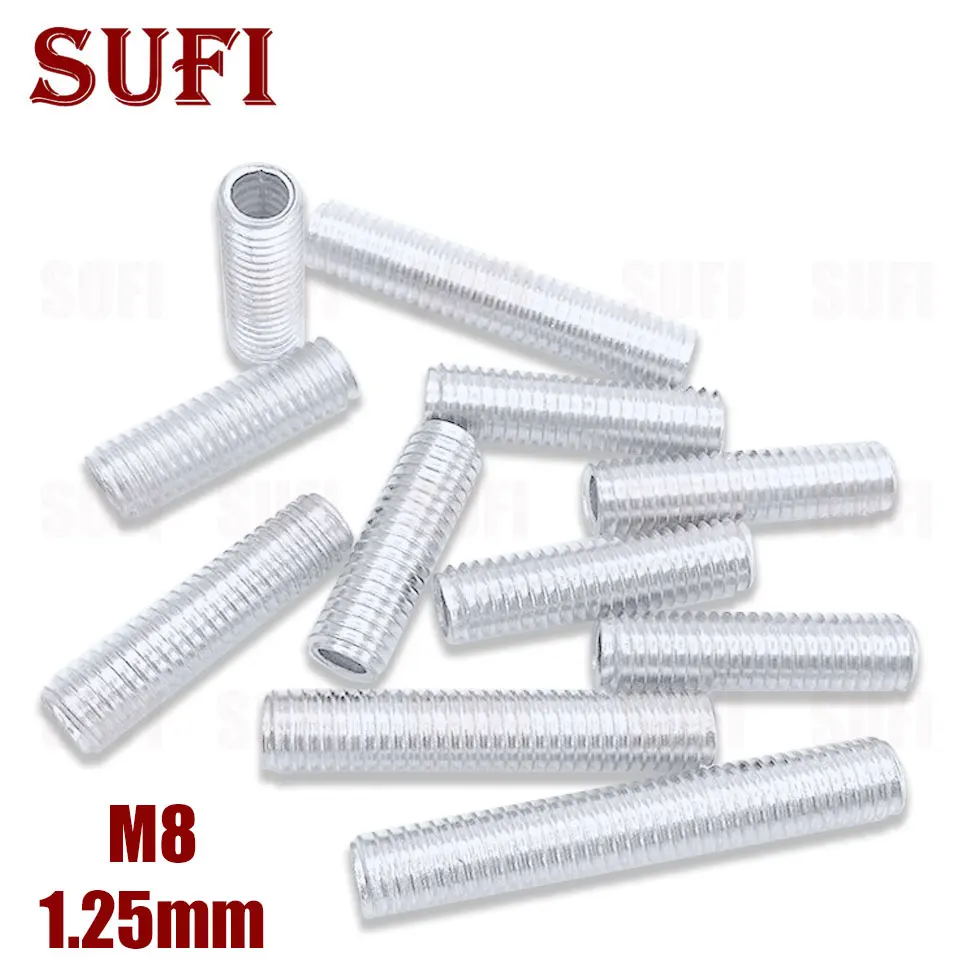 5Pcs M8 Hollow Full Tooth Tube Coarse Tooth Rod PItch 1.25mm Screw External Full Tooth Screw Connection Screw Lamp Parts