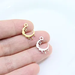 10pcs Stainless Steel Moon Fashion Jewelry Charms Pendant DIY Handcraft  Vacuum Plate Waterproof Antiallergic