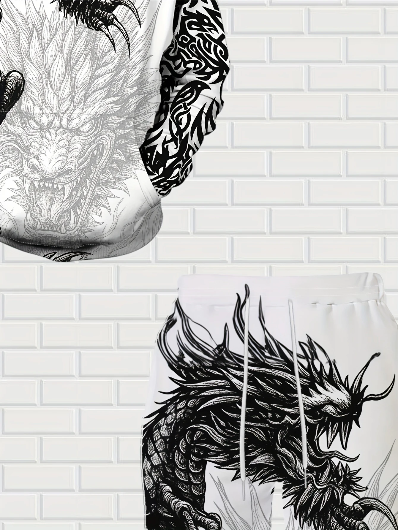 جديد وصول عادية الشتاء الخريف التنين نمط ثلاثية الأبعاد مطبوعة هوديي وسراويل مجموعة رياضية 2 قطعة مجموعة ملابس رياضية الرجال الملابس Sui