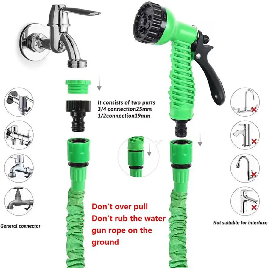 25FT-200FT Multi-functional Garden Hose, Retractable Hose, High Pressure Car Wash, Home Sprinkler, Traditional Garden Rinse image 4